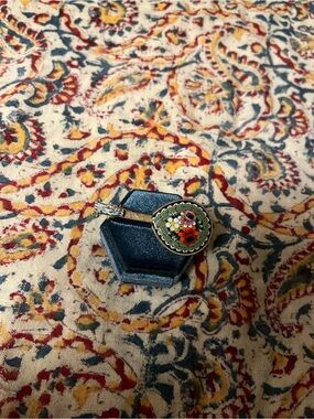 Vintage Italian mosaic Floral Pendant Nm- Green Enamel made in Italy vintage